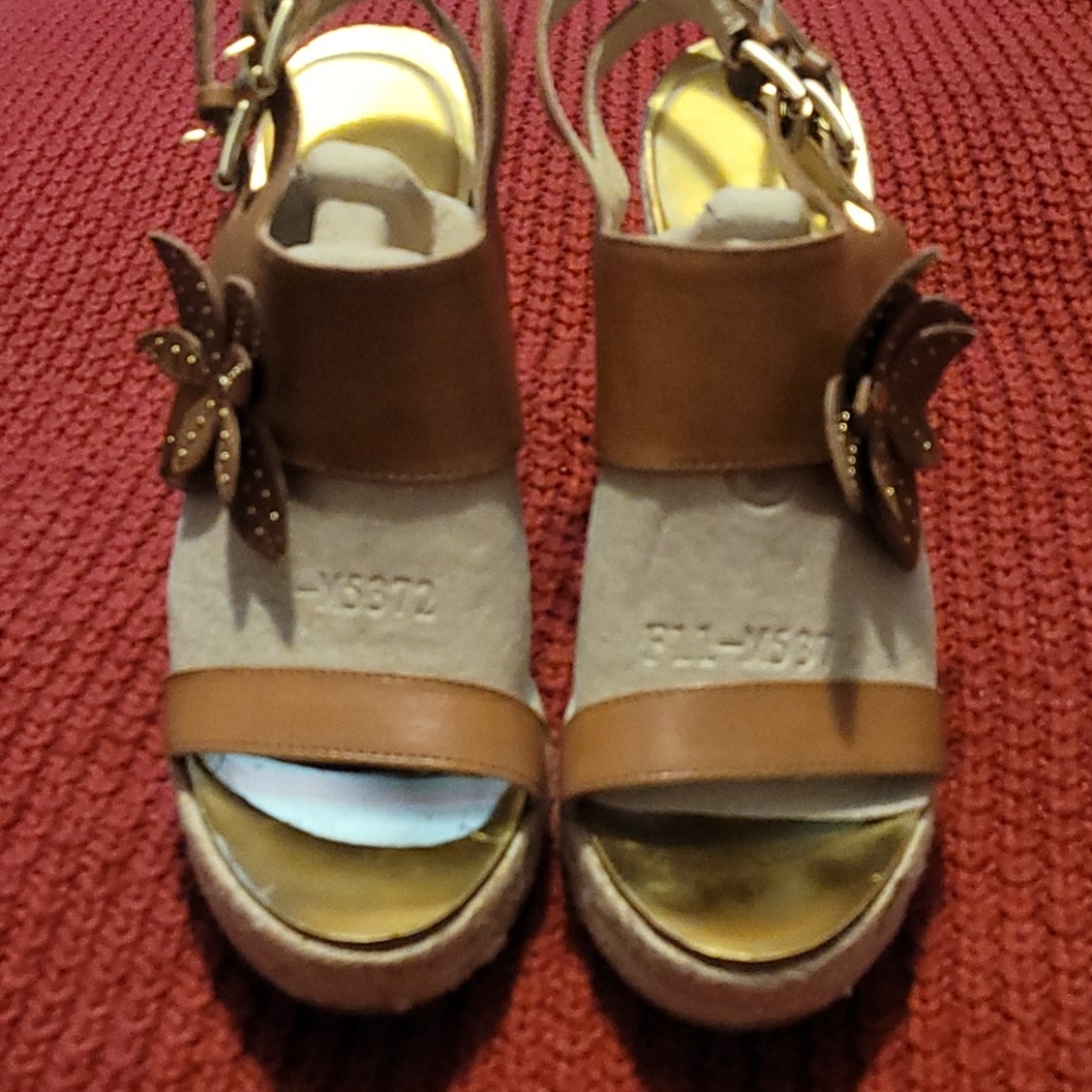 Michael Kors Brown Wedge Heel Sandals Sz 8.5 M